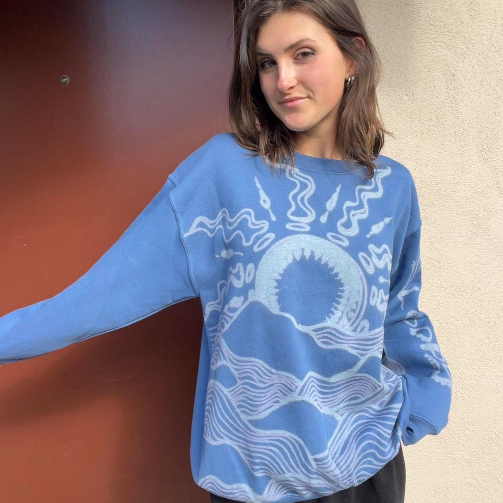 Psychedelic waves and sunset crewneck