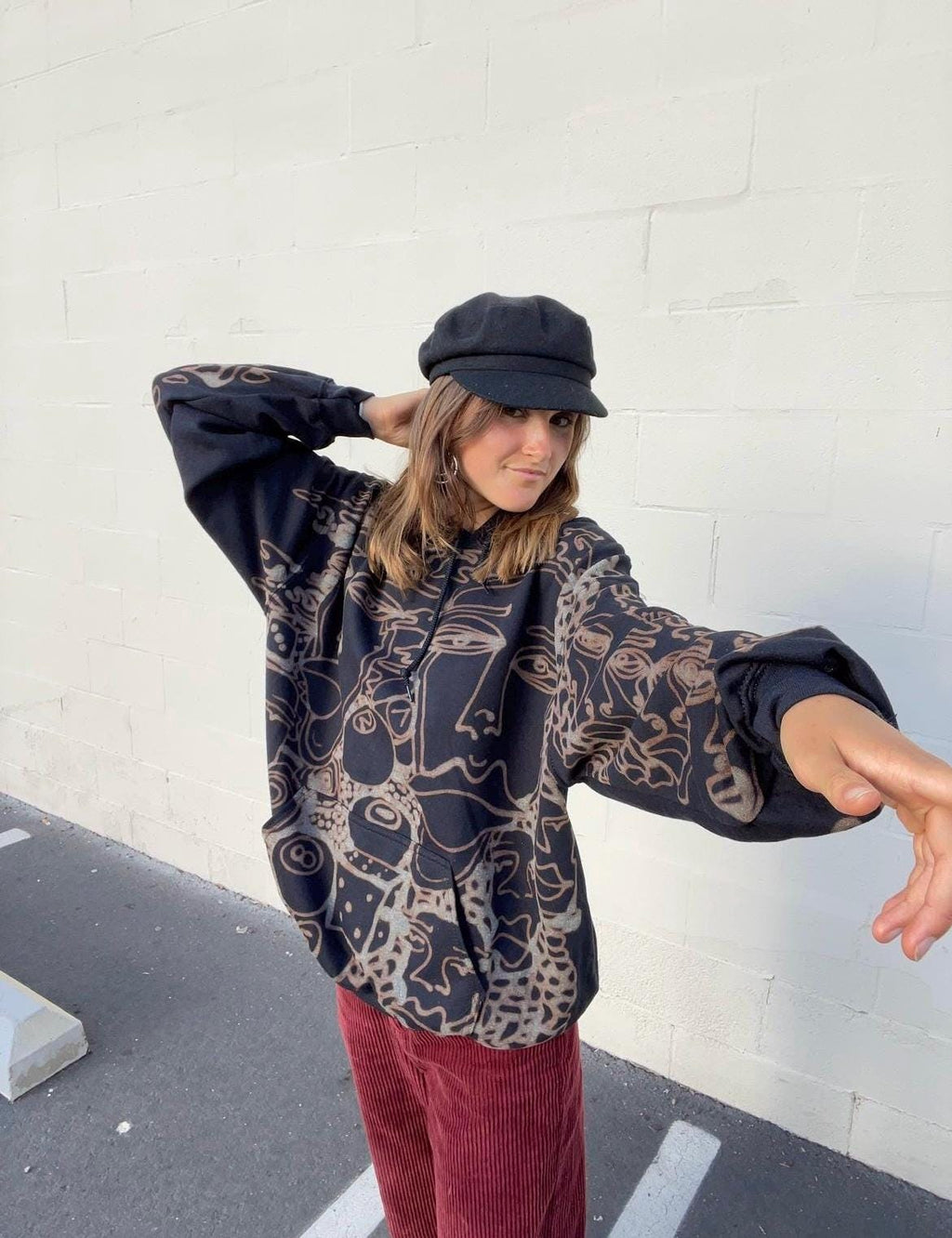 Street art style graphic oversized hoodie