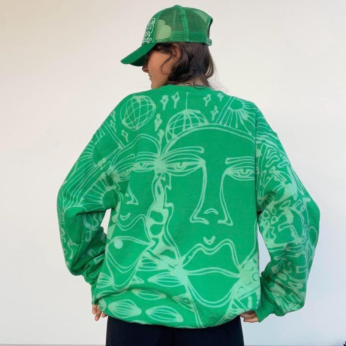 Abstract blob faces crewneck