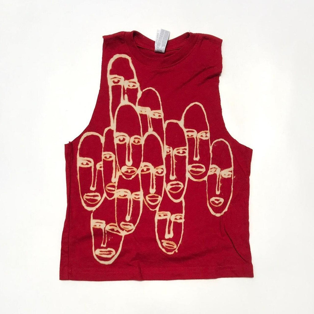 Abstract geometric faces halter tank