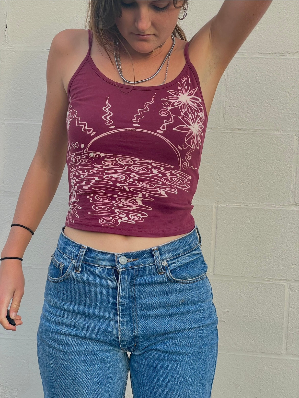 ..Tropical sunset flower tank