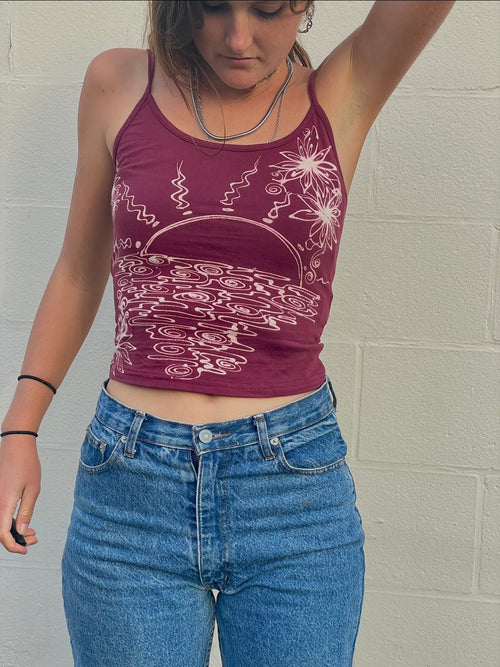 ..Tropical sunset flower tank
