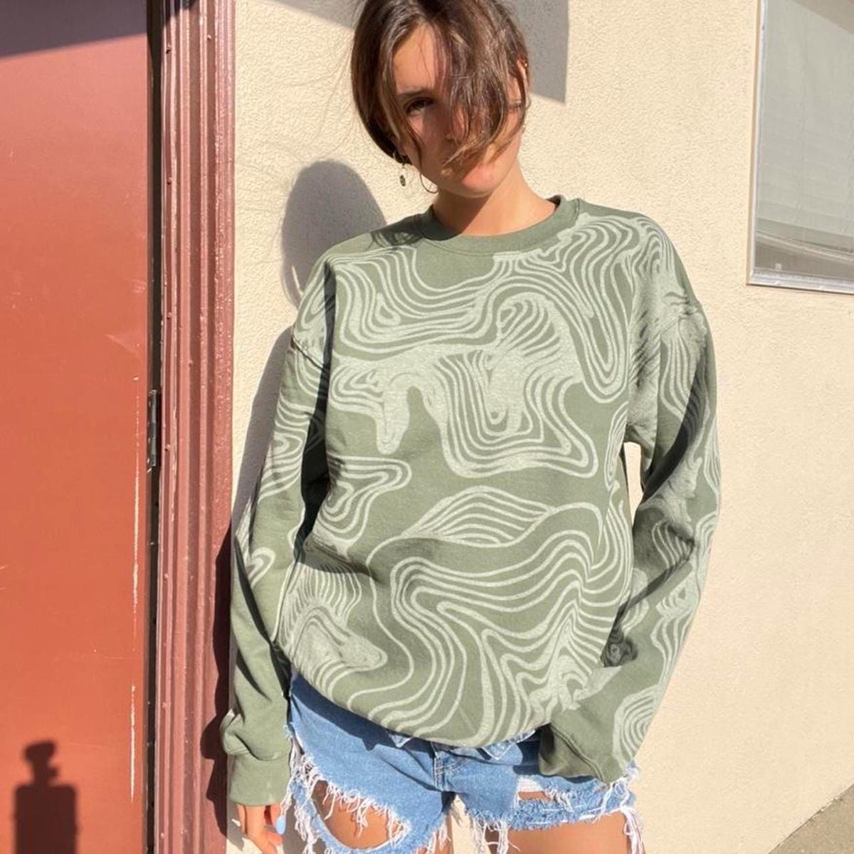 Psychedelic stripe Crewneck sweatshirt