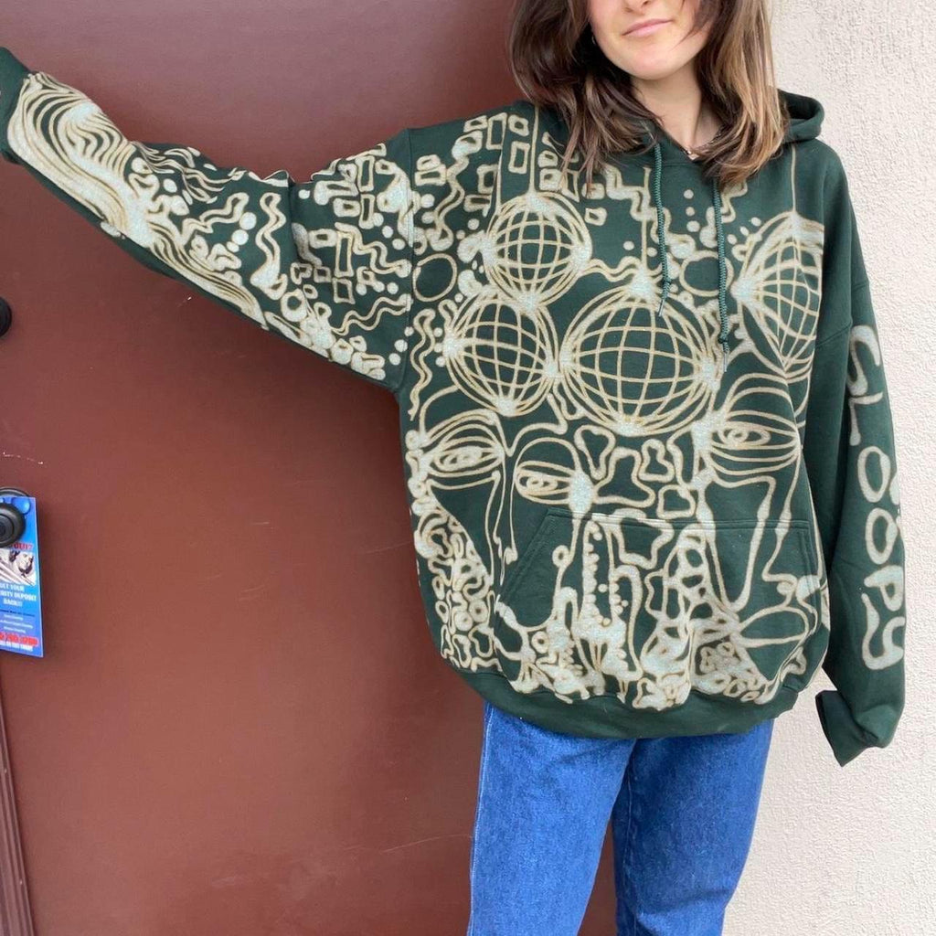 .Graphic one line disco faces hoodie