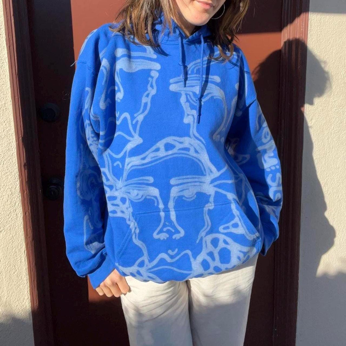 Skater style Graffiti faces abstract grunge oversized hoodie