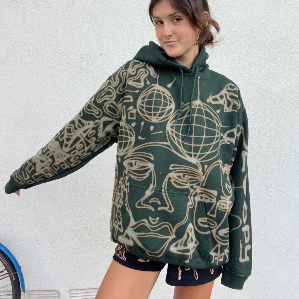 .Graphic disco and faces hoodie
