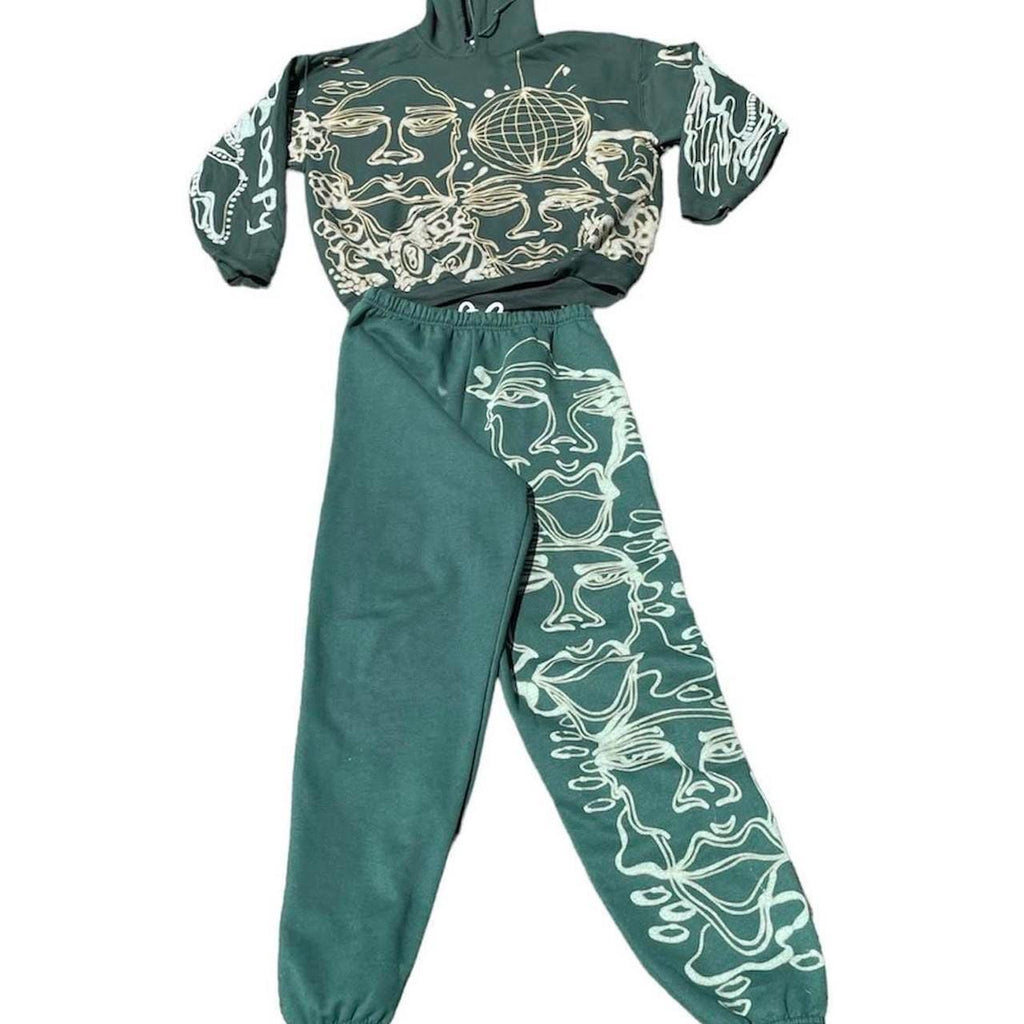Custom Graphic cozy abstract pattern jogger style pants and oversized soft hoodie unisex matching sweatsuit