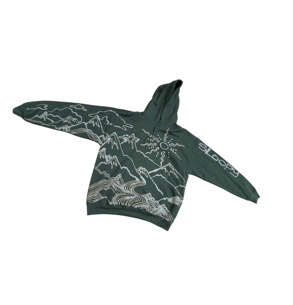 .Funky mountain design handmade graphic oversized hoodie