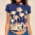 Potted daisy floral baby tee