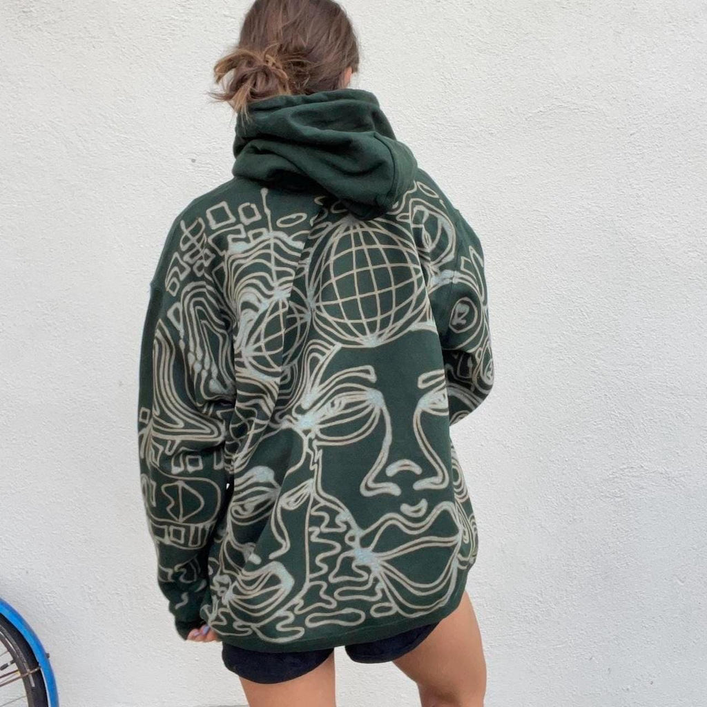 .Graphic disco and faces hoodie