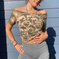 Abstract off the shoulder festival top