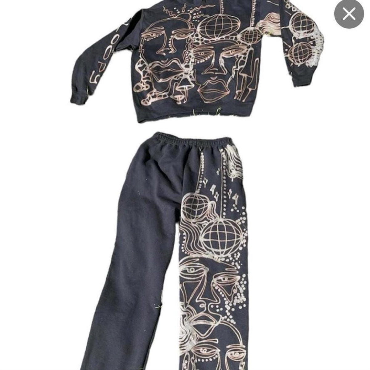 Custom Graphic cozy abstract pattern jogger style pants and oversized soft hoodie unisex matching sweatsuit