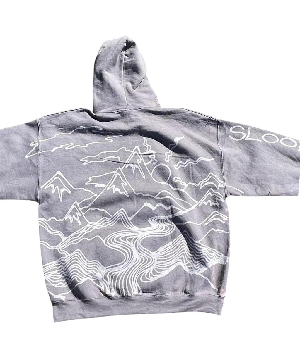 .Funky mountain design handmade graphic oversized hoodie
