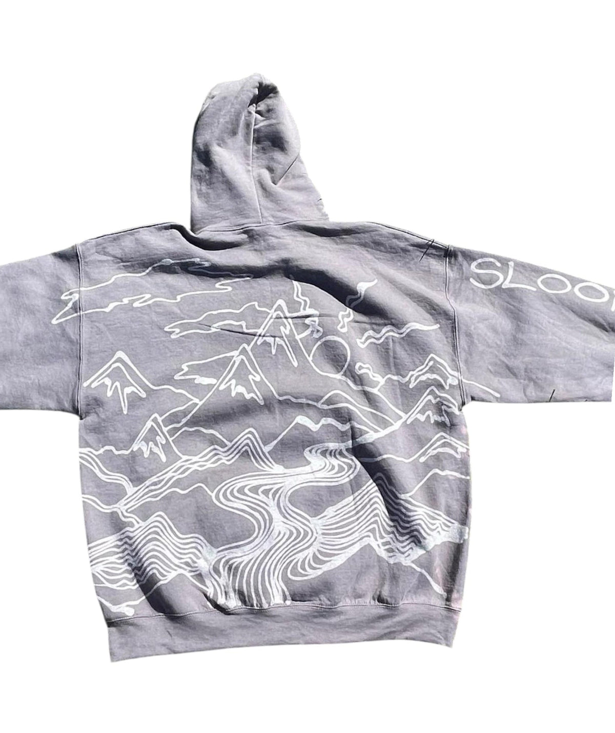.Funky mountain design handmade graphic oversized hoodie
