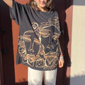 Street art faces graphic grunge tee