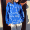 Crazy unique abstract faces oversized hoodie in royal blue