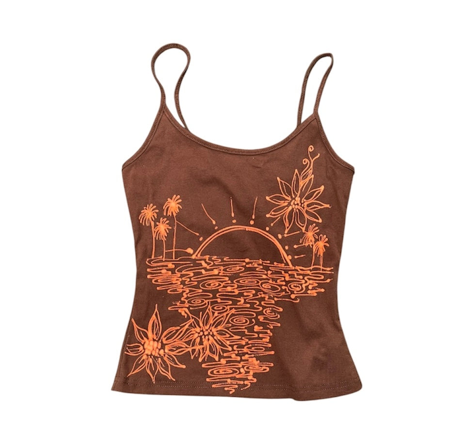 .Sunset and flower tank