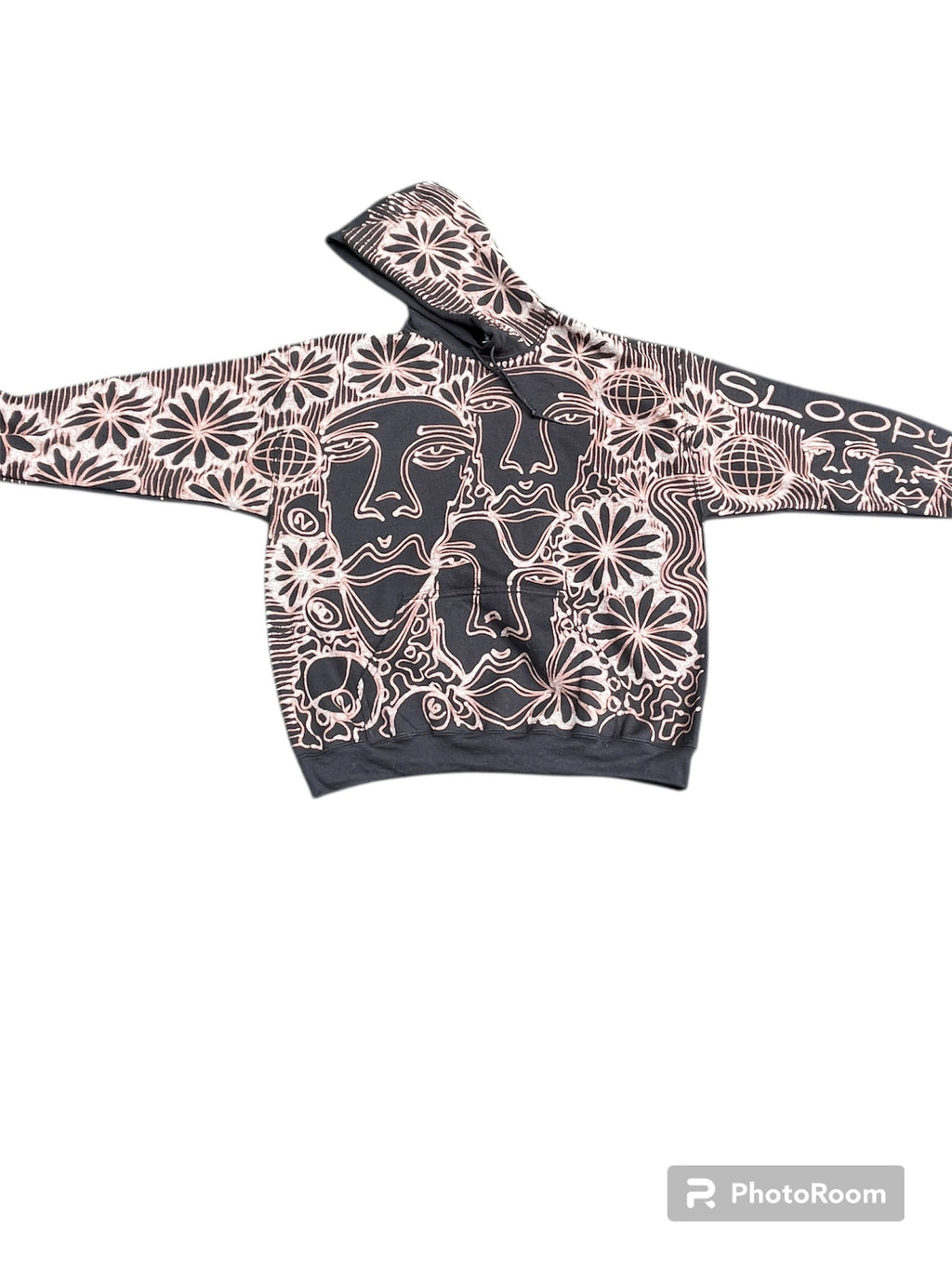 .Faces and floral hoodie