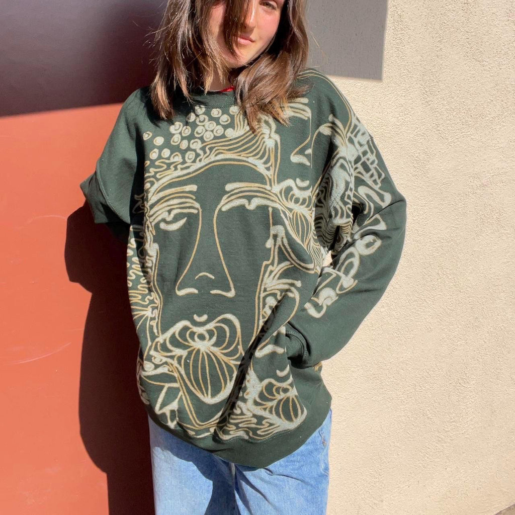 Funky faces and disco crewneck sweatshirt