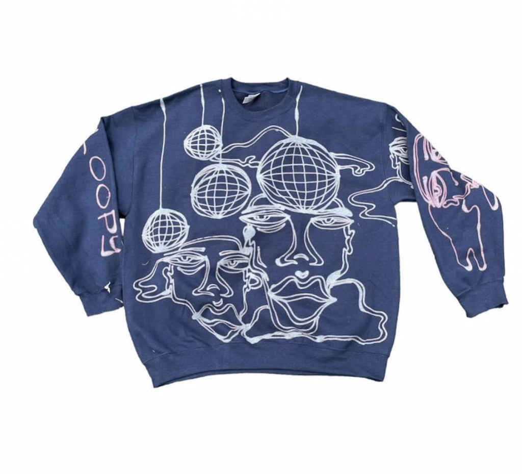 Funky faces and disco crewneck sweatshirt