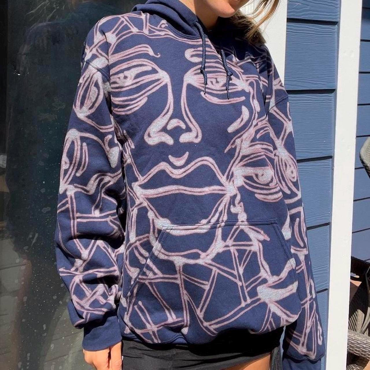 Stain glass fractal faces hoodie