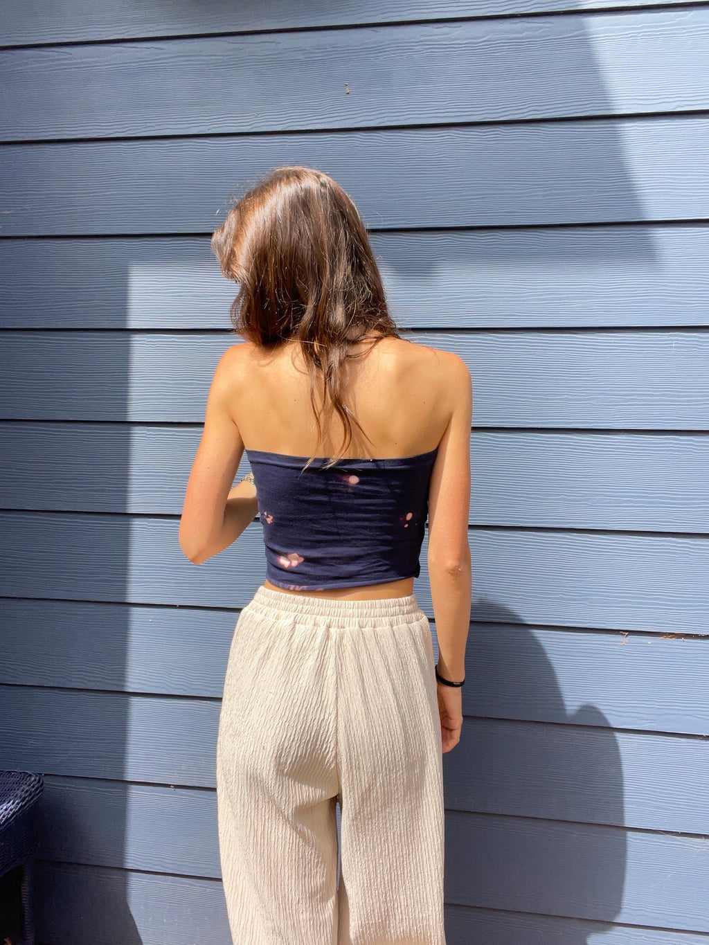 Handmade floral print tube top