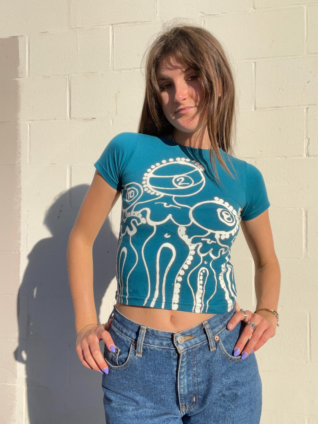 Pool ball ladies psychedelic graphic tee