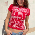Cherry red  baby tee