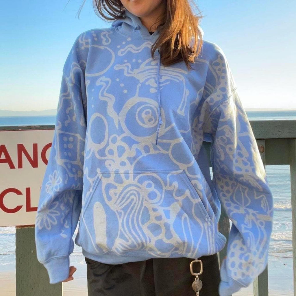 Skater style Graffiti faces abstract grunge oversized hoodie