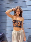 Handmade floral print tube top