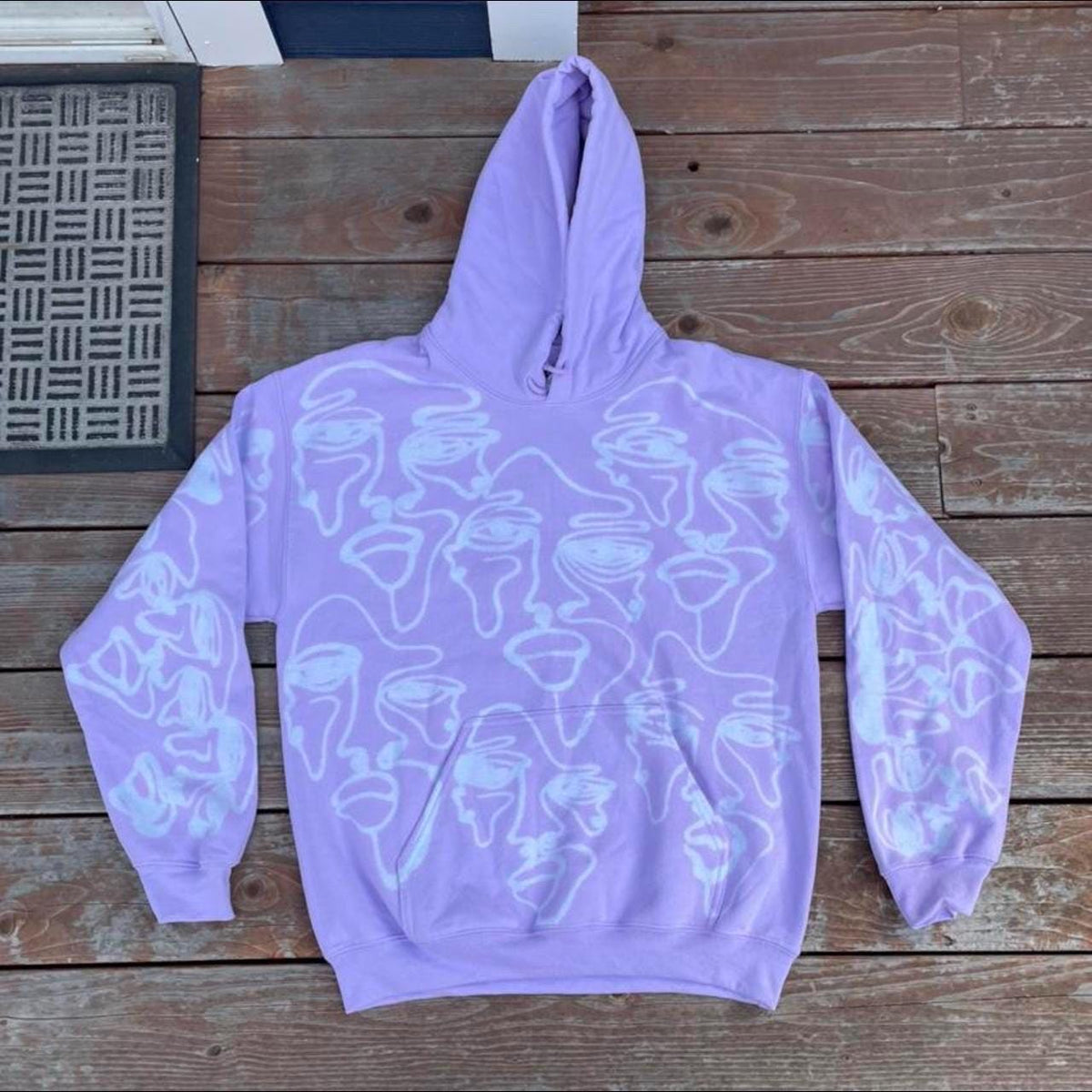 One line faces hoodie