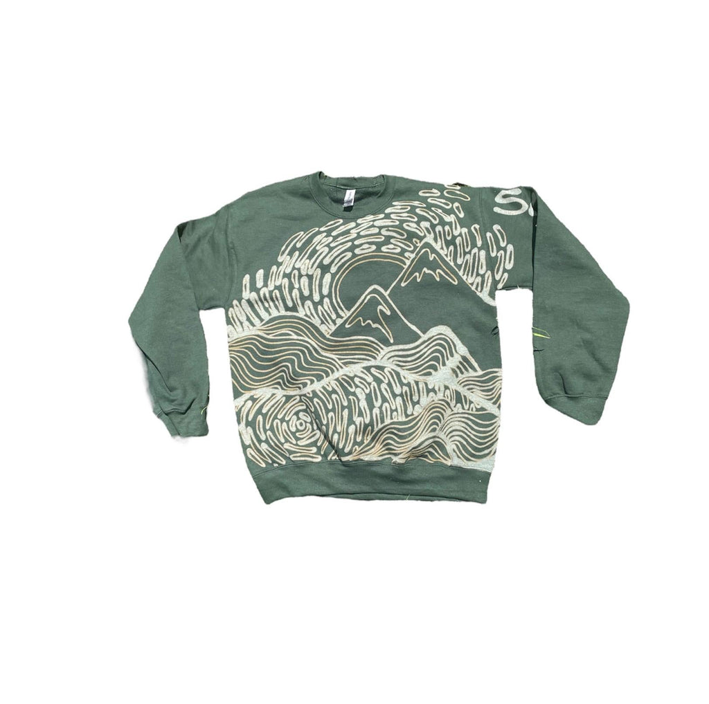 Psychedelic waves and sunset crewneck