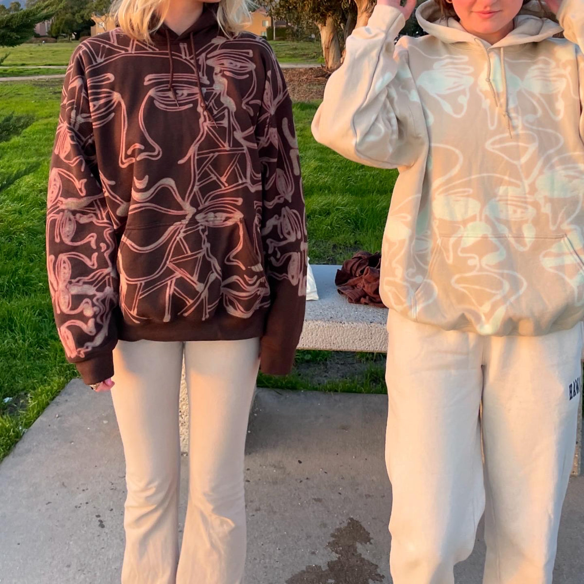Geometric faces and fractal pattern sweatsuit